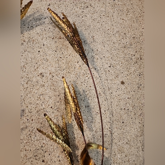 Set Of 2 Wheat Stalk Metal Art Wall Hanging Brass & Copper MCM Sculpture 30” - Picture 3 of 6
